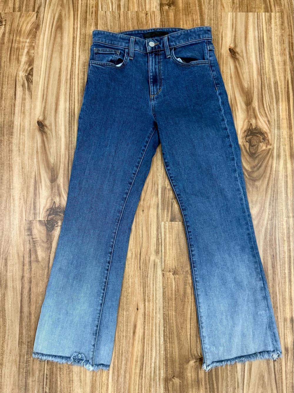 Joe's Jeans “The Callie” Blue Wash Cropped Boot with Raw Hem
